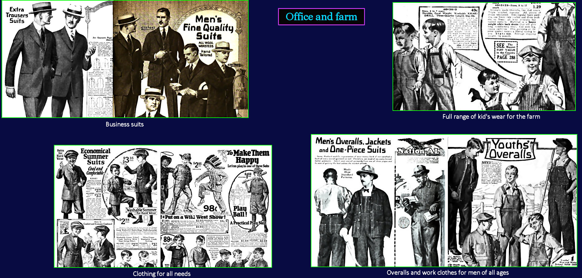 Sears men's and farm clothing, 1920s